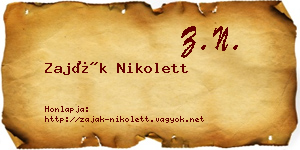 Zaják Nikolett névjegykártya